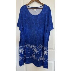 Desert Shores Dress Size 2X Cotton Palm Trees Beachy Tropical Lightweight Mumu